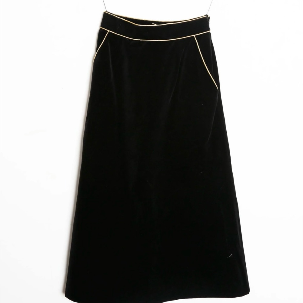 Saint Laurent Black velvet high waisted midi skirt